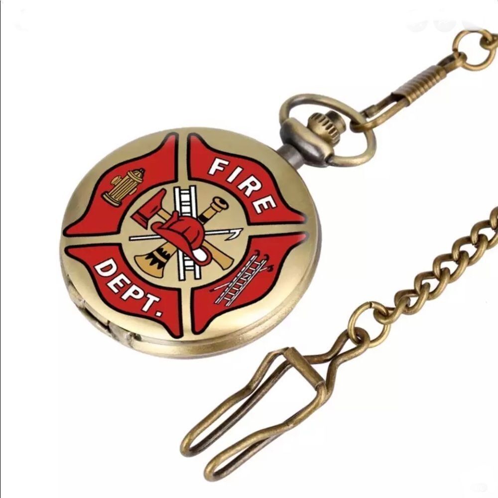 Bronze Fire Department Quartz Pocket Watch‎ - Picture 2 of 5